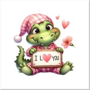 Valentine Love Crocodile Posters and Art